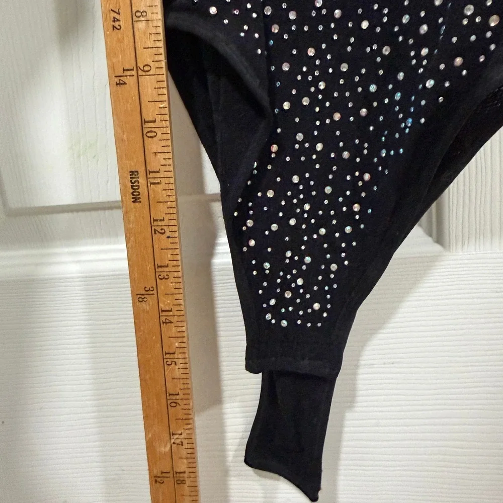 Intimately Free People Black‎ Rhinestone Studded Sleeveless Thong Bodysuit M/L